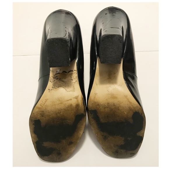 Franco Sarto, Black Patent Leather Peep Toe Heels - Picture 6 of 10